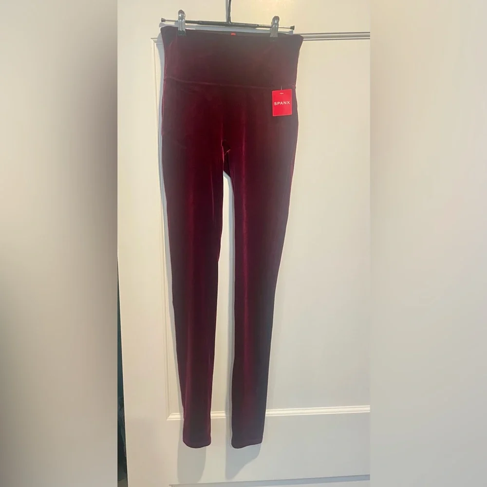 Spanx Velvet Burgundy Leggings - Picture 1 of 3